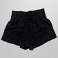 Five Button Black Linen Shorts with Ruched Waistband