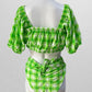 Dokotoo Green/White Plaid Swim Two-Piece Set