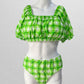 Dokotoo Green/White Plaid Swim Two-Piece Set