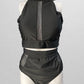 Black High-Cut Halter Neck Mesh Swim 2 Piece Set