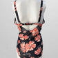 Black/Orange Palm Sweetheart Adjustable Strap Swim One Piece