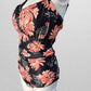Black/Orange Palm Sweetheart Adjustable Strap Swim One Piece