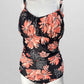 Black/Orange Palm Sweetheart Adjustable Strap Swim One Piece