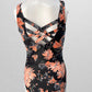 Black/Orange Floral Cross-Back Swim One Piece