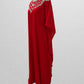 Aniiq Red Kaftan Dress with Rhinestone Neck and Shawl