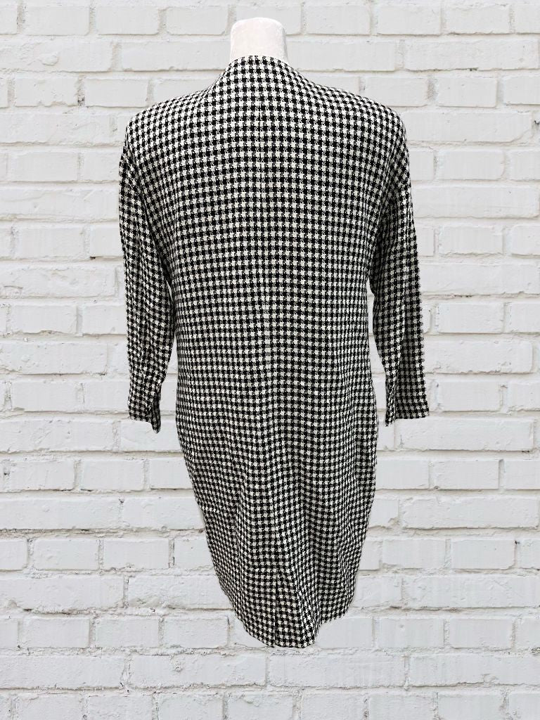 Donna Ricco New York Black/White Houndstooth Long Sleeve Dress