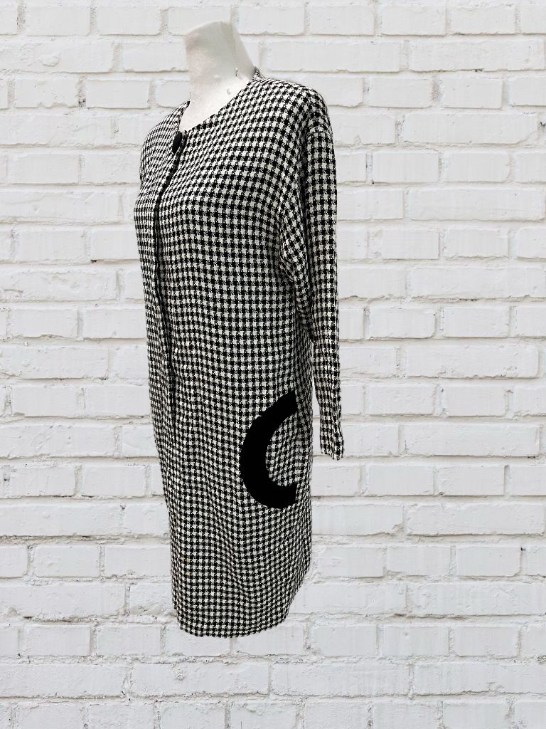 Donna Ricco New York Black/White Houndstooth Long Sleeve Dress