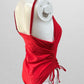 Red Swim One-Piece with Side Ruching
