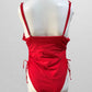 Red Swim One-Piece with Side Ruching