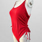 Red Swim One-Piece with Side Ruching