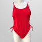 Red Swim One-Piece with Side Ruching