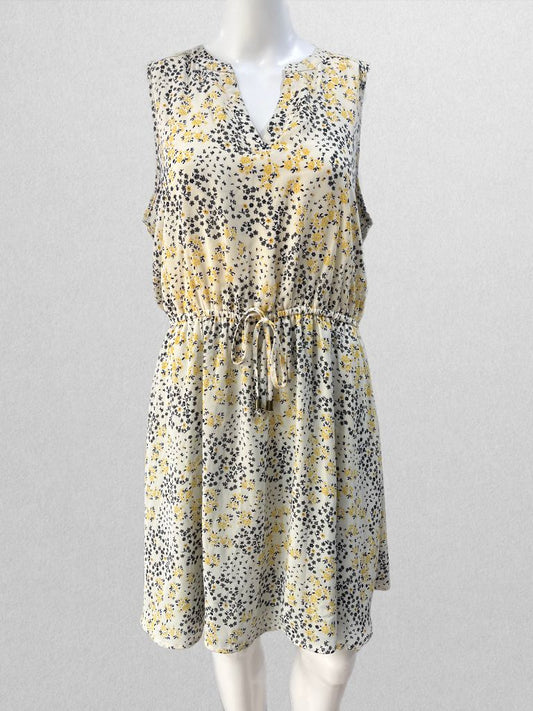 Maurices Cream Floral Sleeveless Midi Dress with Drawstring