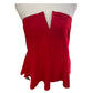 Floerns Red Sleeveless Bandeau Peplum Top