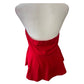 Floerns Red Sleeveless Bandeau Peplum Top