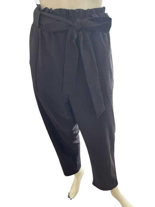 Grace Karin Black Pants with Tie Waist (2XL)
