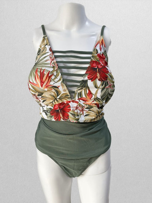Green Multicolor Swim Two Piece