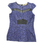 Guess Blue Lace Cap Sleeve Top With Black Accents
