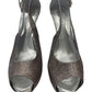 Guess Silver Metallic Stiletto Peep Toe Platform Heels