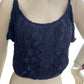 Hollister Blue Crop Tank with Lace Front & Cold Shoulder