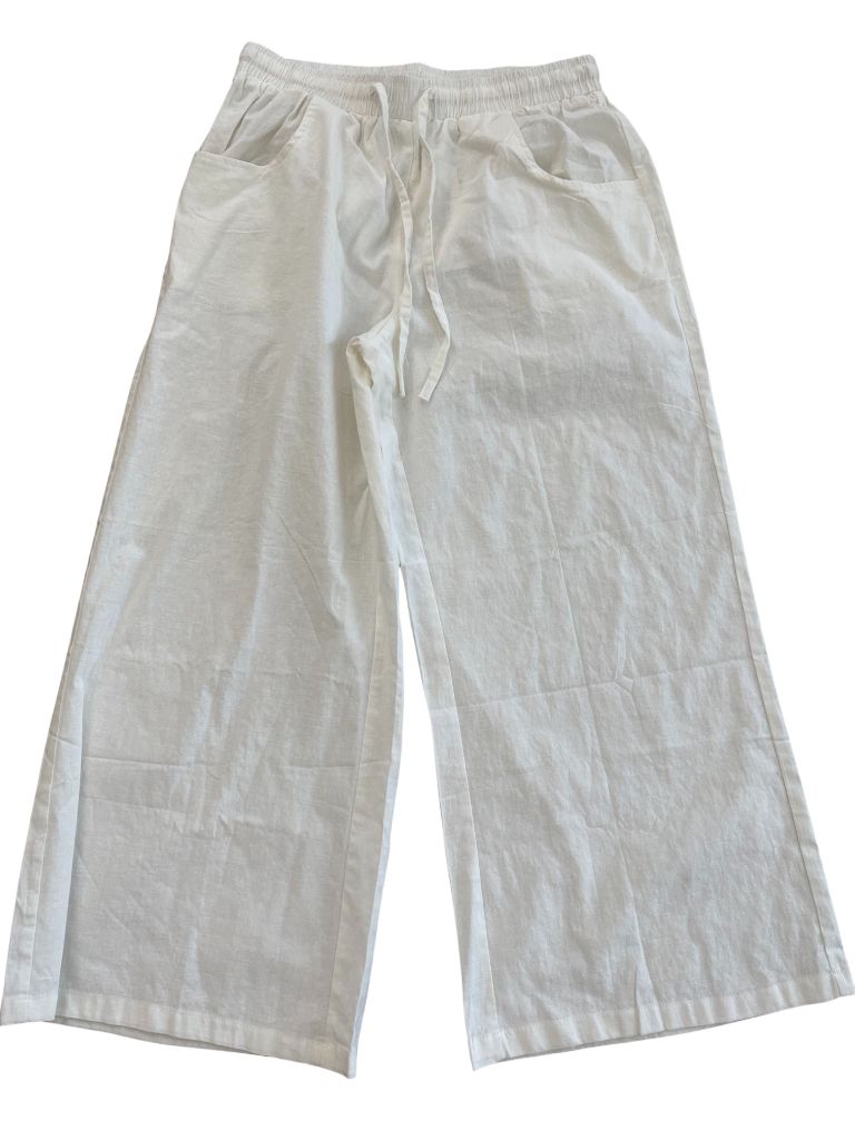 Hongsui White Cotton/Linen Wide Leg Pants (NWT)