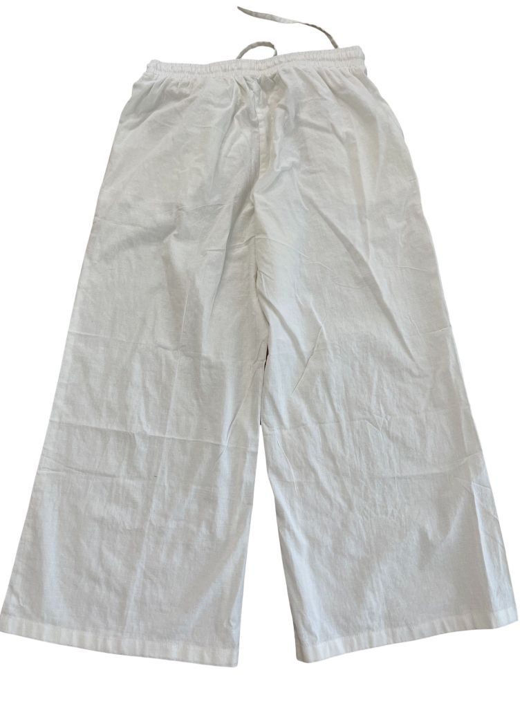 Hongsui White Cotton/Linen Wide Leg Pants (NWT)