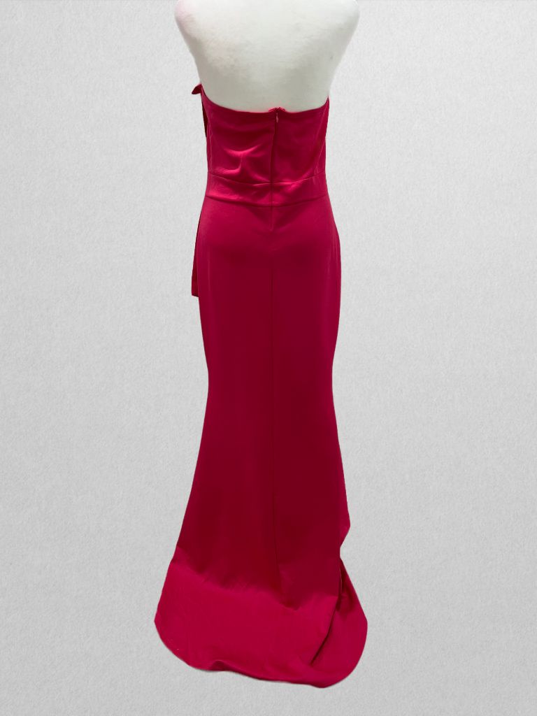 Hot Pink Strapless Floor Length Formal Dress with Bow