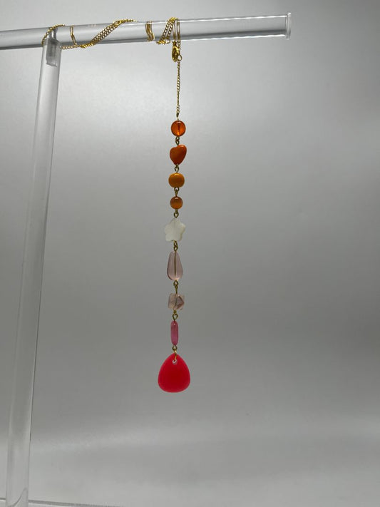 Lesbian Pride Flag Sun Catcher Beaded Car Charm + Accessory Decor | Handmade