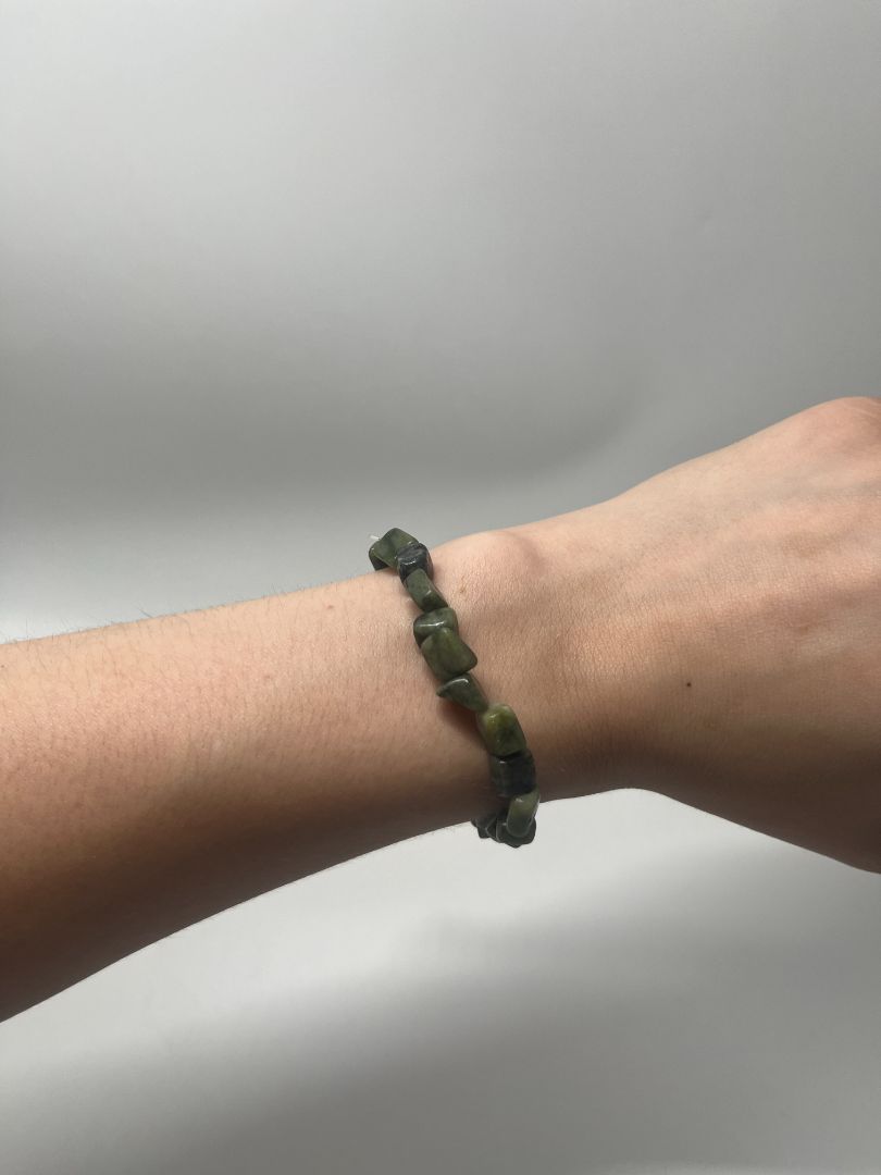 Dark Green Serpentine Beaded Bracelet | Handmade