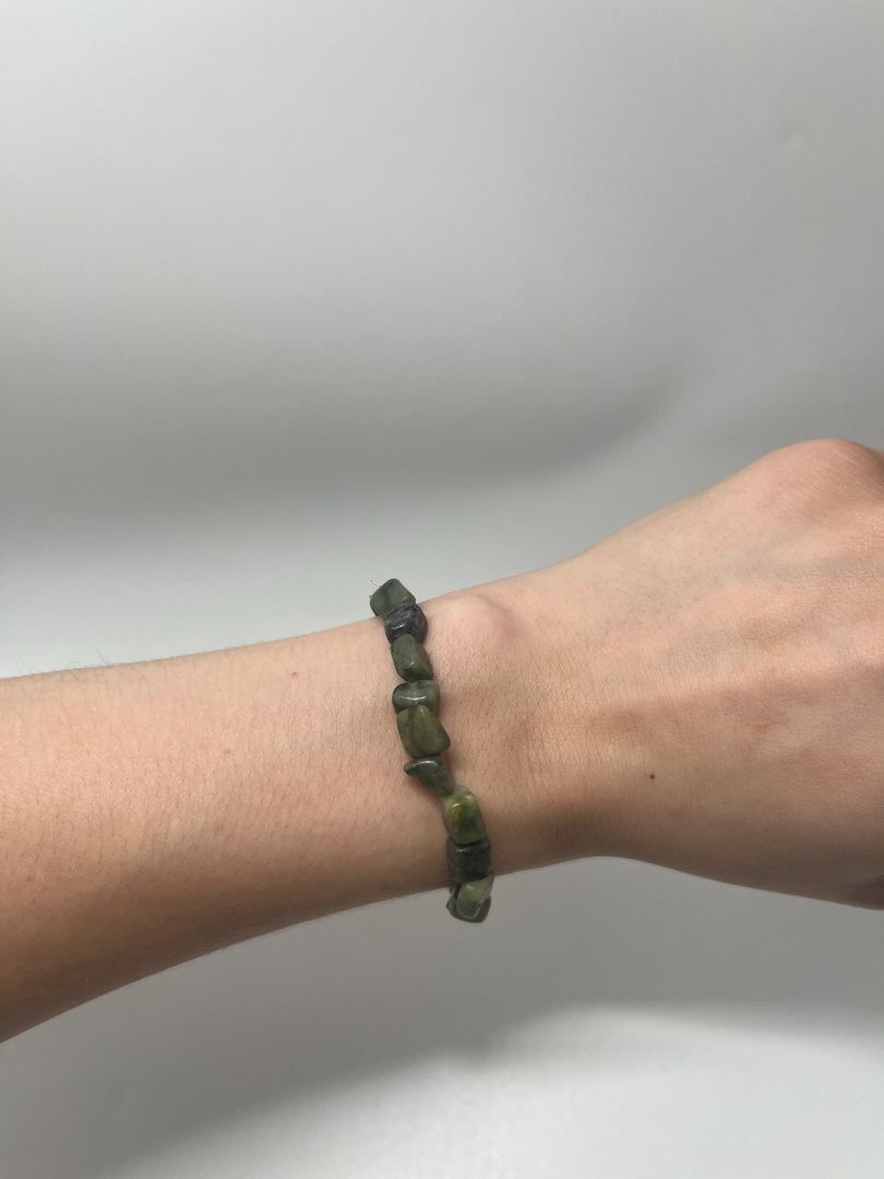 Dark Green Serpentine Beaded Bracelet | Handmade