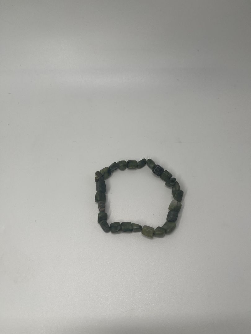Dark Green Serpentine Beaded Bracelet | Handmade