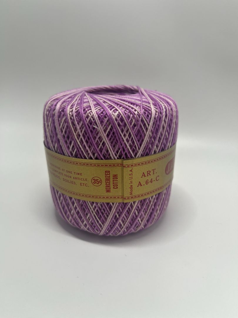 J. & P. Coats Purple & White Ombre "Knit-Cro-Sheen" Yarn Cone