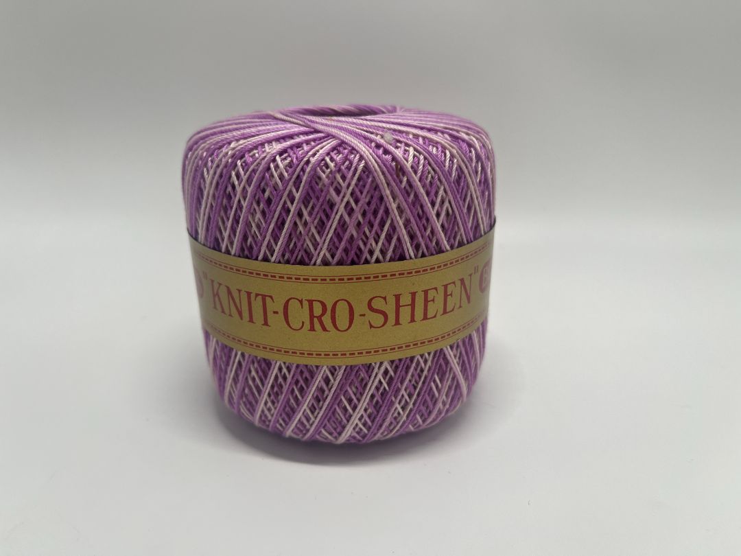 J. & P. Coats Purple & White Ombre "Knit-Cro-Sheen" Yarn Cone