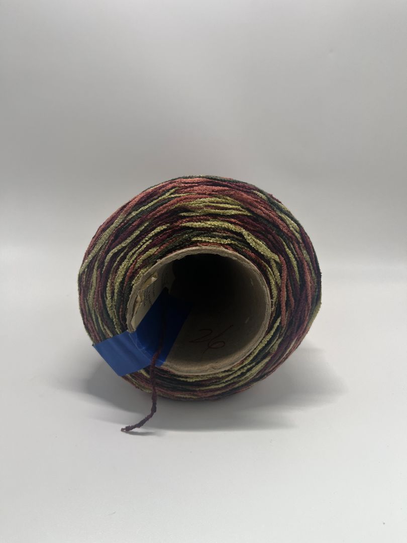 Astro Dye Works Inc. Wine, Taupe, & Green Rayon Chenille Yarn Cone