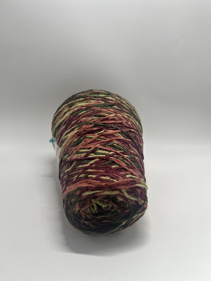 Astro Dye Works Inc. Wine, Taupe, & Green Rayon Chenille Yarn Cone