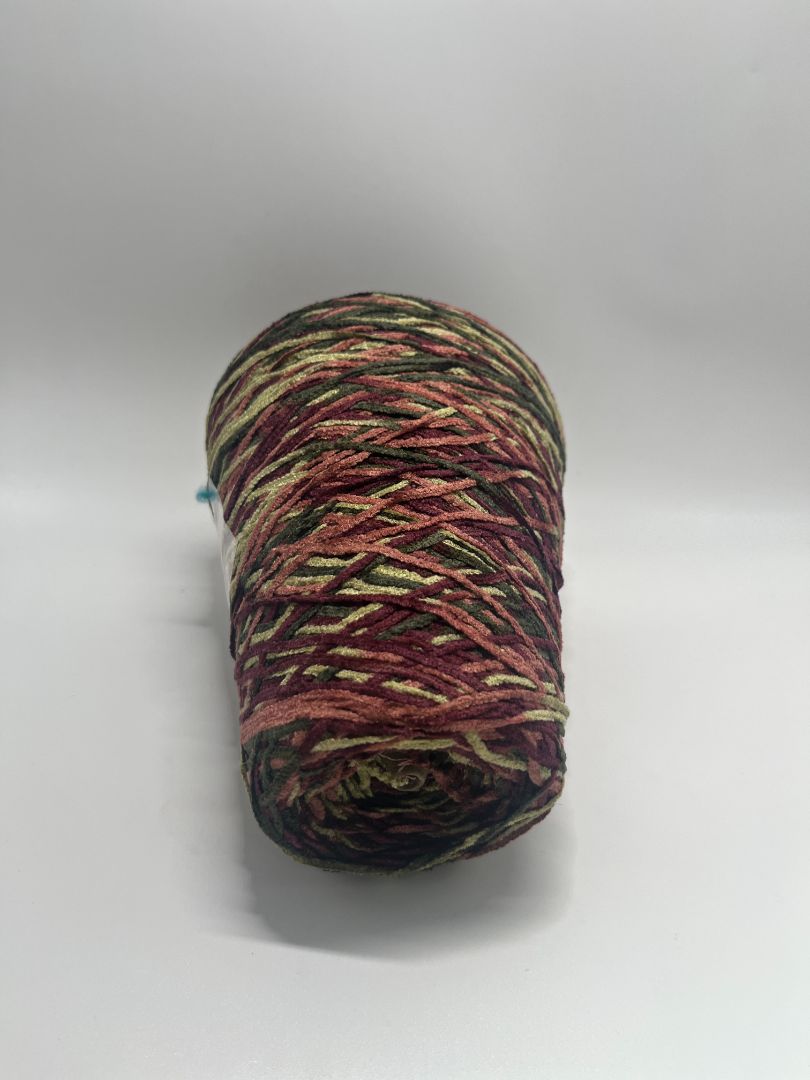 Astro Dye Works Inc. Wine, Taupe, & Green Rayon Chenille Yarn Cone