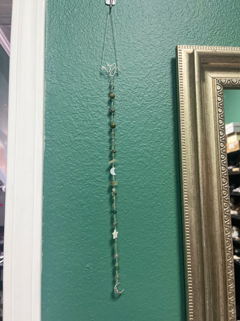 Green Unakite & Fluoride Beaded Hanging WallDecor