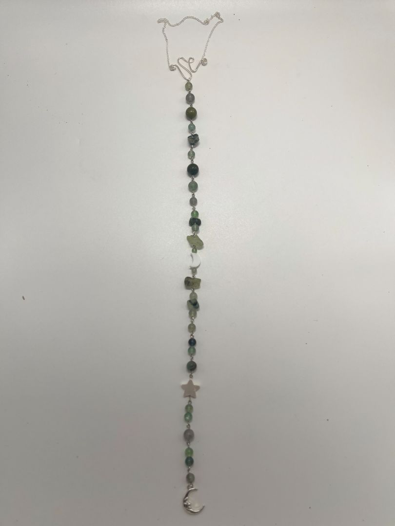 Green Unakite & Fluoride Beaded Hanging WallDecor