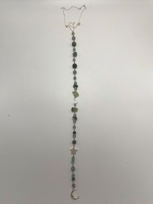 Green Unakite & Fluoride Beaded Hanging WallDecor