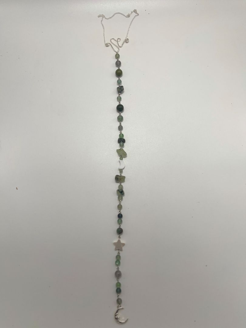 Green Unakite & Fluoride Beaded Hanging WallDecor