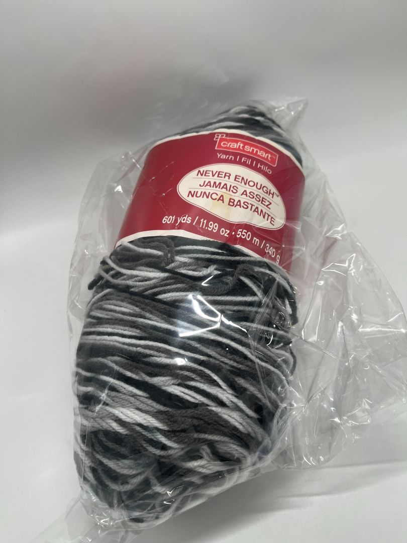 Craftsmart Black & White Never Enough Large Yarn Skein