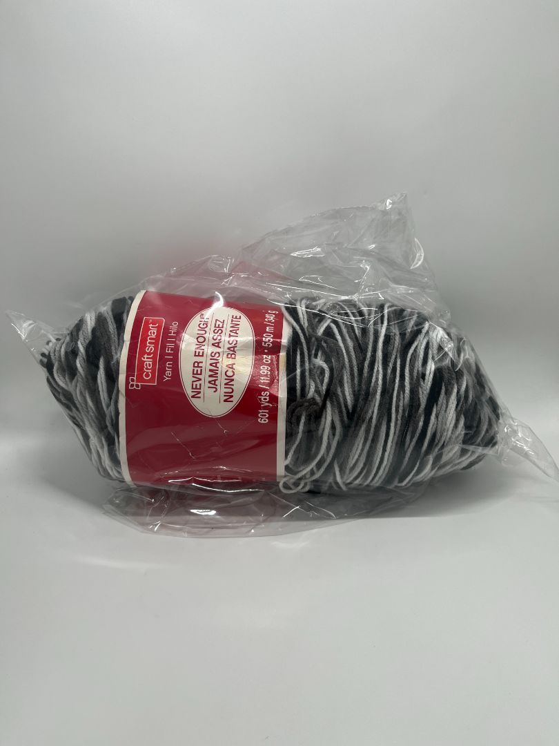 Craftsmart Black & White Never Enough Large Yarn Skein