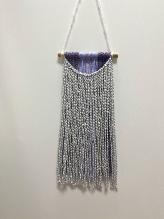 Grey & Purple Bohemian Bamboo Macrame Wall Hanging