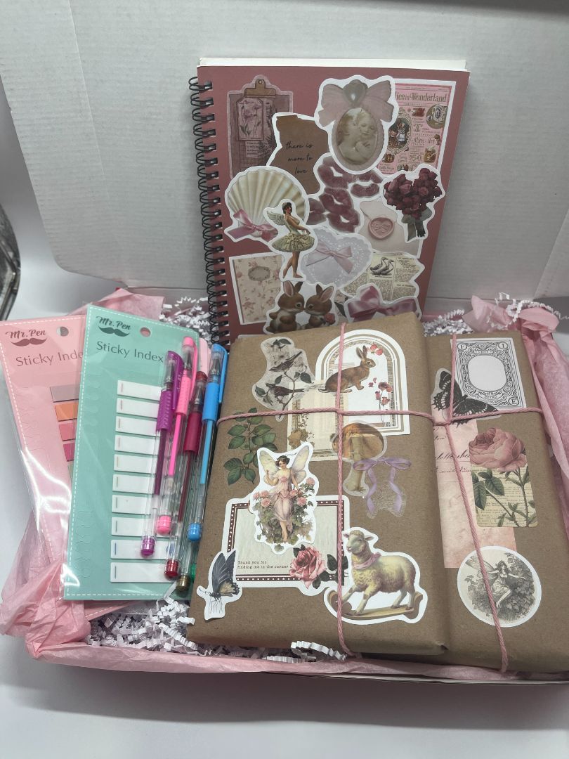 Coquette Pink Romance Blind Book Date & Journal Annotation Gift Set | Handmade