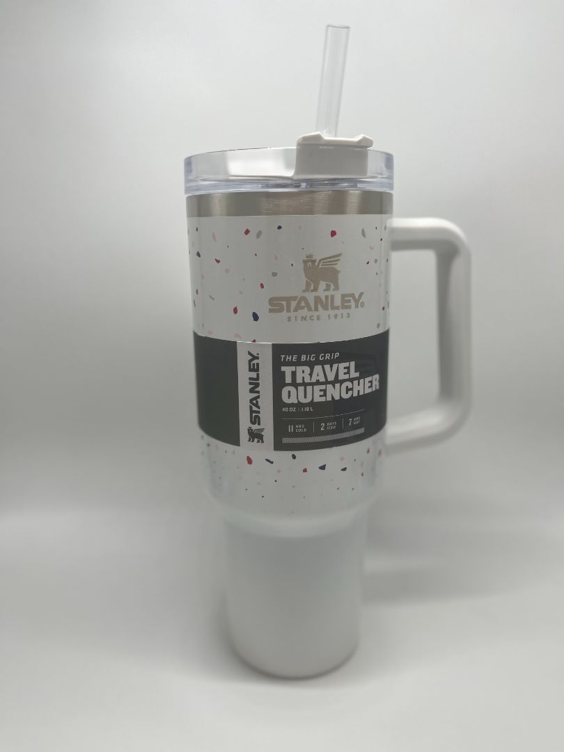 Stanley 40oz White Terrazzo The Big Grip Travel Quencher Rare Color NIB