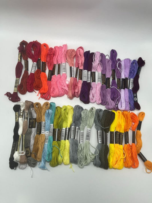 50 Pcs D.M.C Multicolor Embroidery Floss Thread Lot