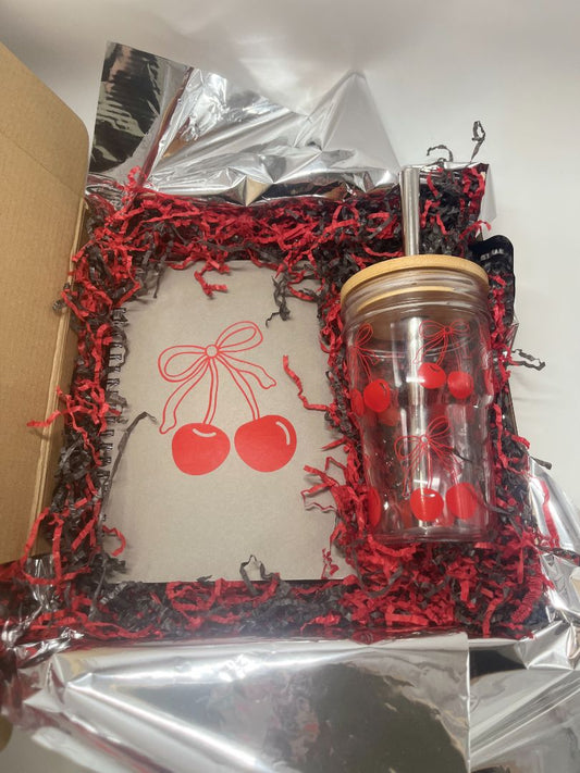 Cherry Bow Tumbler & Spiral Bound Journal Gift Set