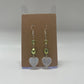 Sparkly Green & Hearts Dangley Earrings | Handmade | Silver