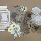 White/Tan Cottagecore Vintage Junk Journal Kit – 81 Pcs Ephemera, Stickers & Textured Paper