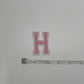Pink/White "H" Iron-On Patch