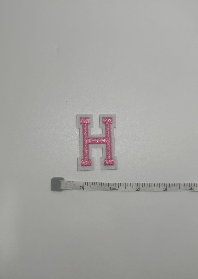 Pink/White "H" Iron-On Patch